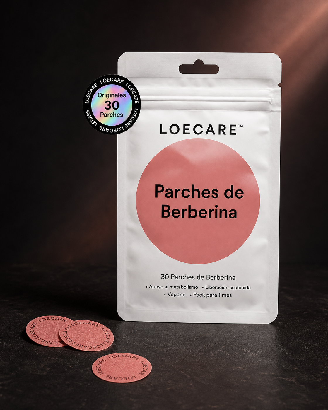 Parches de Berberina LOECARE sobre fondo oscuro